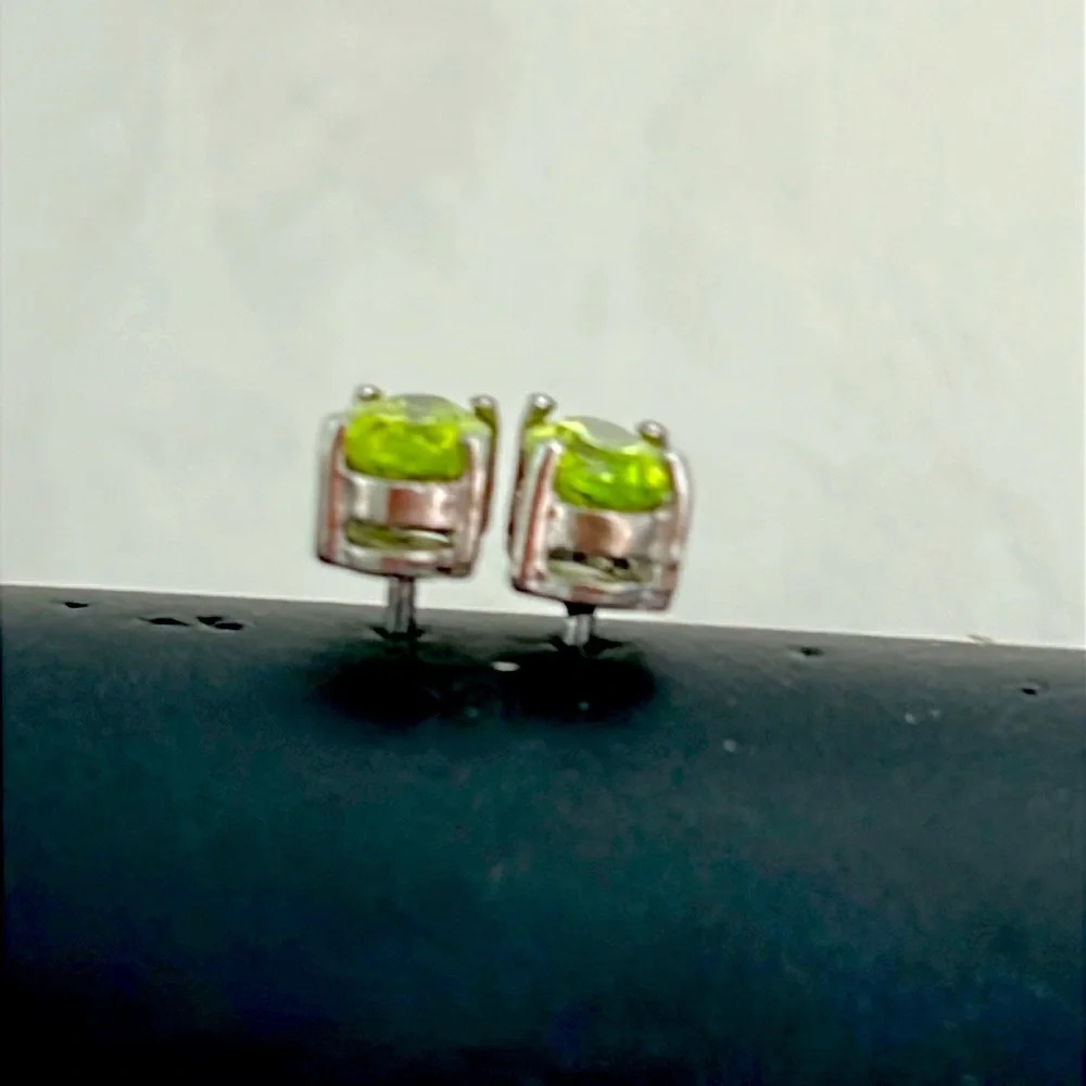 0.5 Ct Peridot 14KGP Stud Earrings